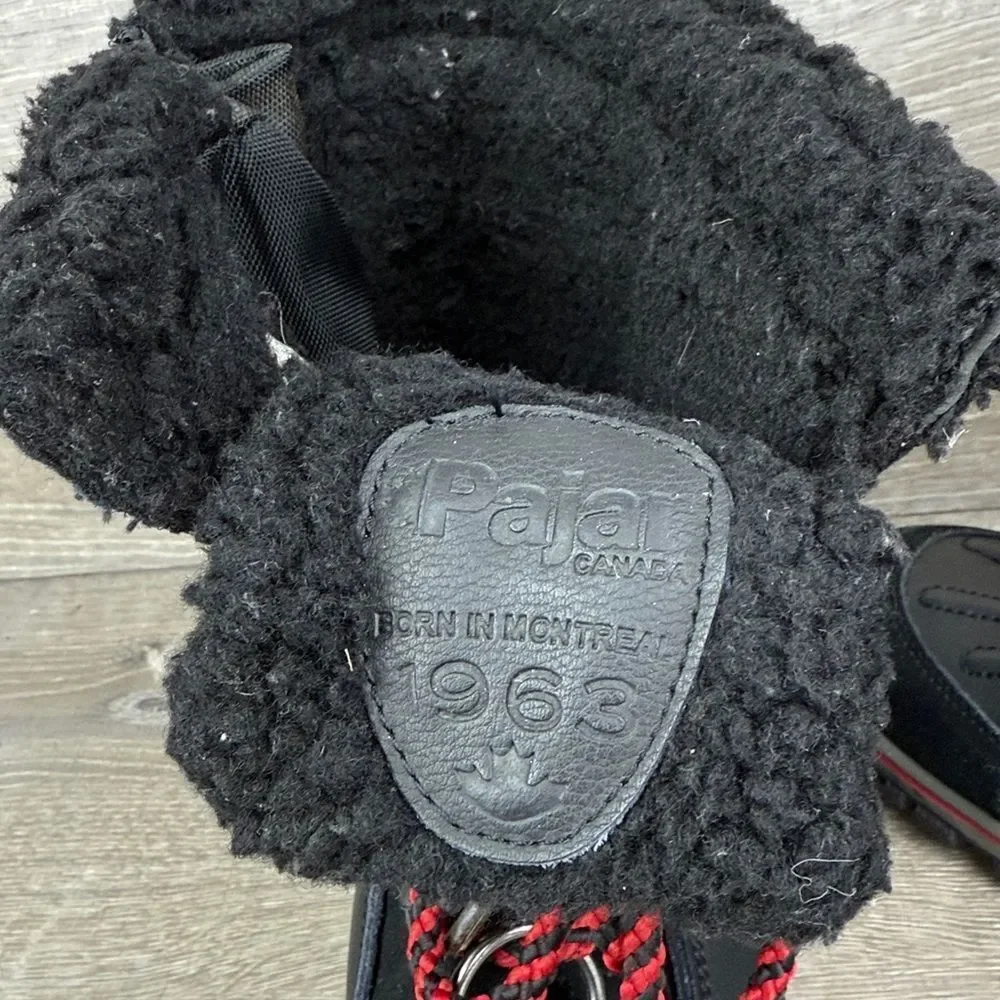 Pajar Alina Women’s Sz 7-7.5/EU 38 Black Red Warm Waterproof Snow Winter Boots